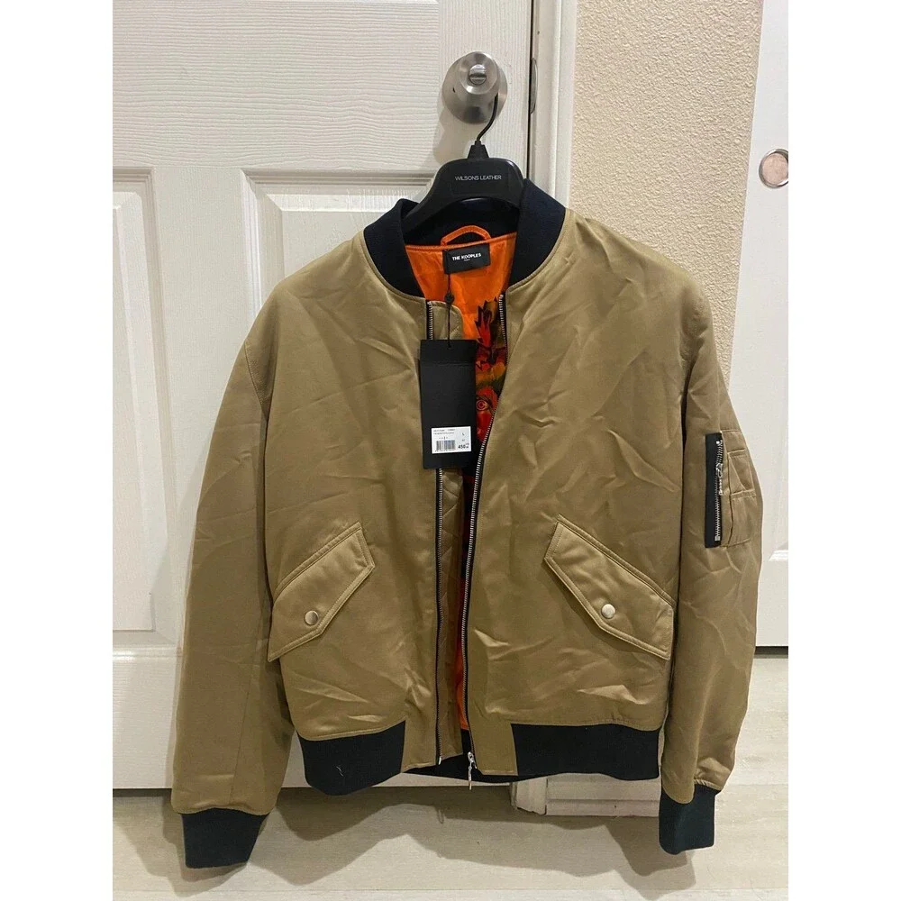 The Kooples Beige Satin Varsity Jacket